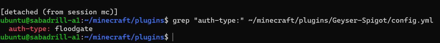 grepでauth-type: floodgateになっていることを確認