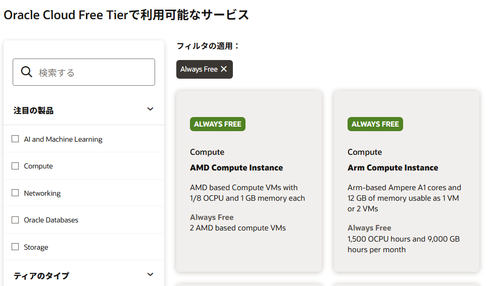 Oracle公式の無料枠表示。現在は12GBと明記されている