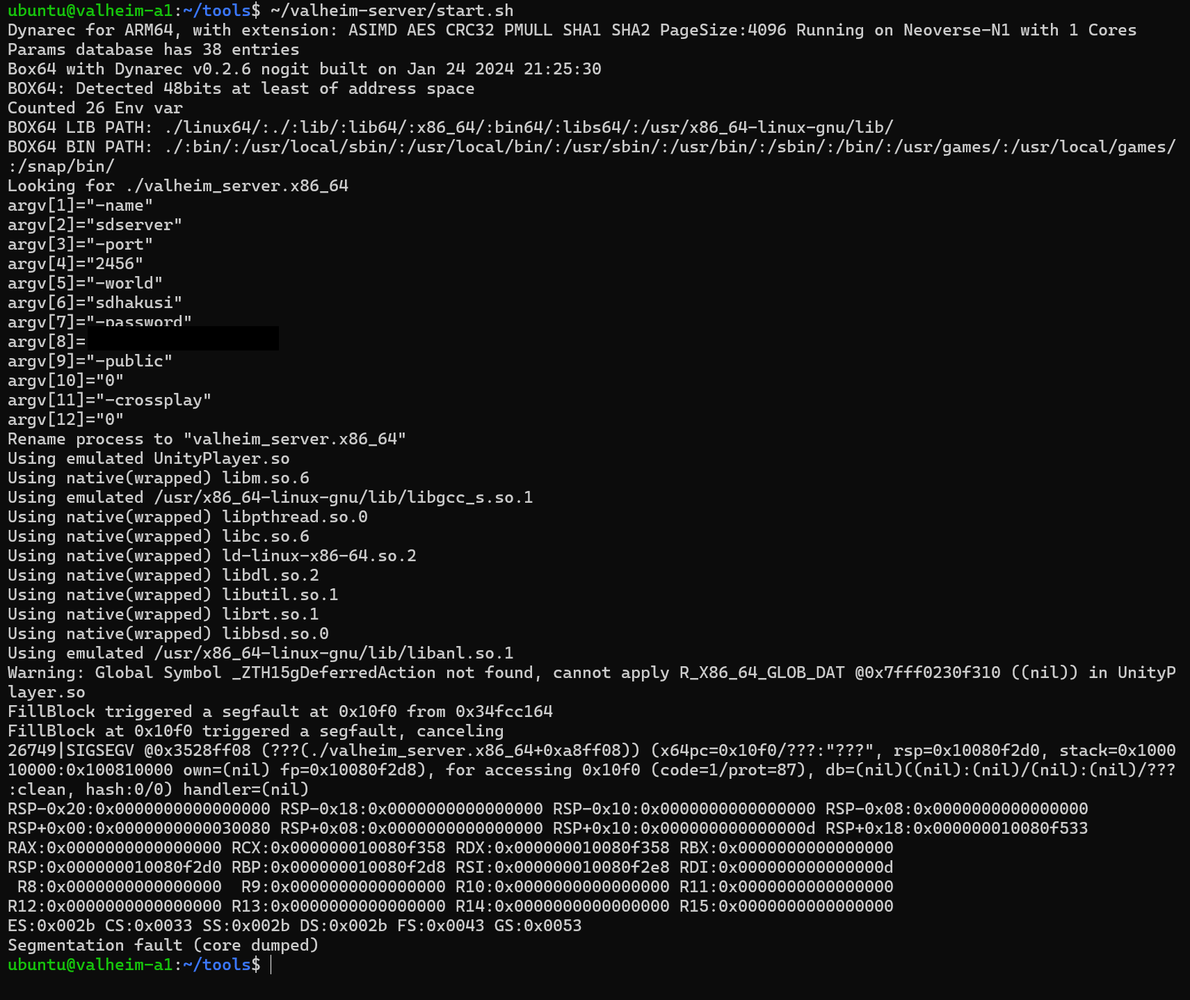 apt版box64(v0.2.6)でのSegfault。UnityPlayer.so読み込み失敗
